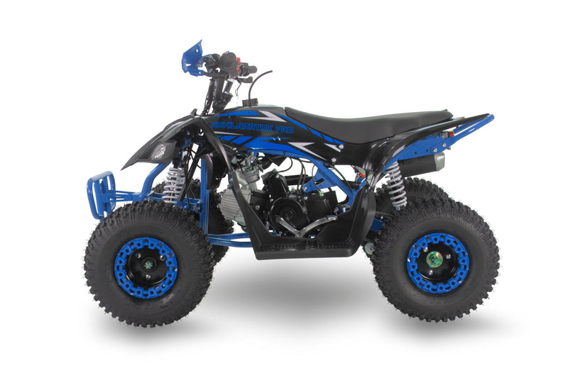 EXHILARATOR-PRO 110CC BLUE PETROL JUNIOR QUAD BIKE AUTO & REVERSE - Mini Quad Bikes